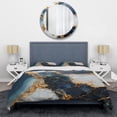thumbnail image 3 of Designart "Marble Ink Art in Gold and Blue I" Abstract Liquid ink Bedding Covert Set - Abstract Gold Modern Bed Set With 2 Shams, 3 of 6