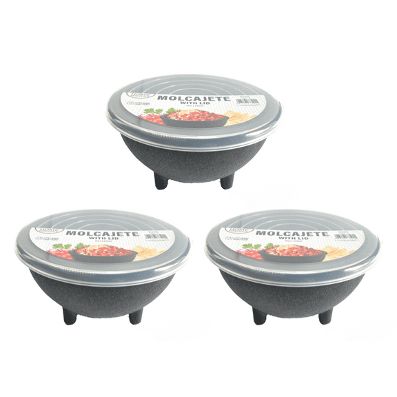 (Set of 3) Salsa Bowl with Lid, Serve Salsa, Guacamole, Dips, and Your Signature Hot or Cold Side Dishes, Microwave, Freezer and Dishwasher Safe, BPA Free