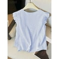 thumbnail image 3 of RWJDXD WUJS Femmes Débardeurs Rayés Coréens Sweety à Volants Sans Manches Mode Été 2024 Débardeur Col Rond Décontracté Ample Gilet de Bureau, 3 of 6
