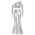 thumbnail image 3 of Miutii Kids Girls 2 Piece Sequin Dance Outfit Long Sleeve Metallic Fringed Crop Top and Stretchy Bell Bottom Pants Silver 6, 3 of 7