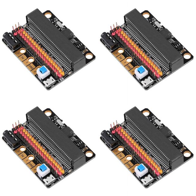 4X Carte d'Extension Micro-Bit IOBIT V2.0 Adaptateur de Déclenchement avec Buzzer pour BBC Python pour Enfants, 4 x Carte d'Extension, Noir