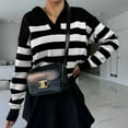 thumbnail image 4 of Blmnix Black Summer Going Out Tops for Women Striped Polo Polo Tees Long Sleeve V-Neck Tops, 4 of 6