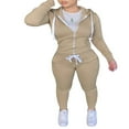 thumbnail image 2 of Women Hooded Tops Trousers Pocket Drawstring Elastic Waist Set, 2 of 7