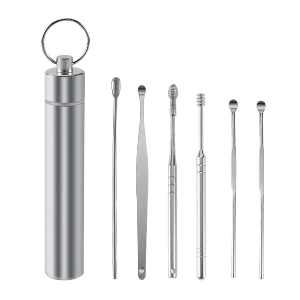 Kit portátil para la eliminación de cerumen, 6 piezas de acero inoxidable, herramienta de limpieza de cerumen