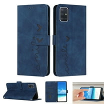 Dteck Wallet Case For Samsung A71 Case 5G, Embossed Pattern PU Leather Cover with Credit Card Holder, Magnetic Clasps Kickstand Flip Wrist Strap Cover for Samsung Galaxy A71 5G, Blue