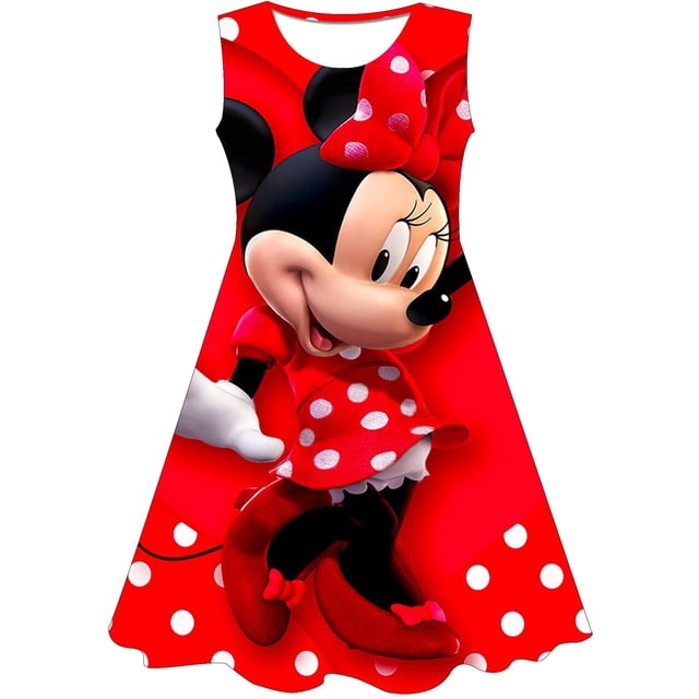 Disney Minnie Mickey Mouse 3D estampado niñas vestido Casual lindo cumpleaños fiesta verano Minnie Mickey Comfort princesa Dress12M Gao Jinjia LED
