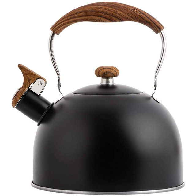 Hervidor silbante - Hervidor silbante de acero, Whistler de cocina de té de acero inoxidable moderno con mango ergonómico fresco - 2.5l. Afortunado Sencillez