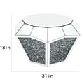 thumbnail image 2 of 31" Coffee Table Mirrored Glass Finshed with Crushed Diamond-Silver, 2 of 8