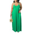 thumbnail image 1 of UKAP Ladies Maxi Dress Sleeveless Plus Size Plain Solid Color Sling Oversized Beach Sundress Green 2XL, 1 of 3