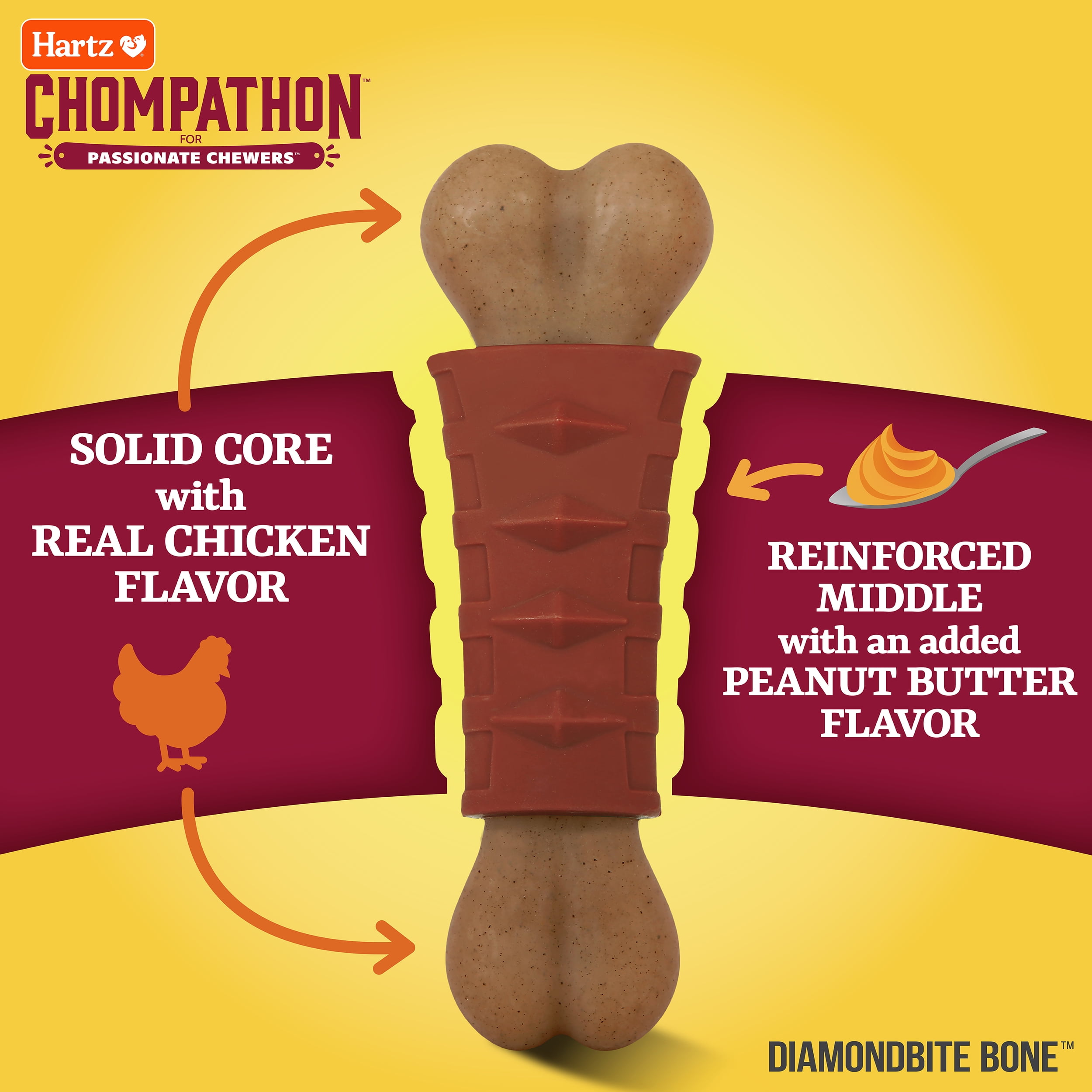 Hartz Chompathon Diamondbite Bone, Nylon, Tough Dog Chew Toy