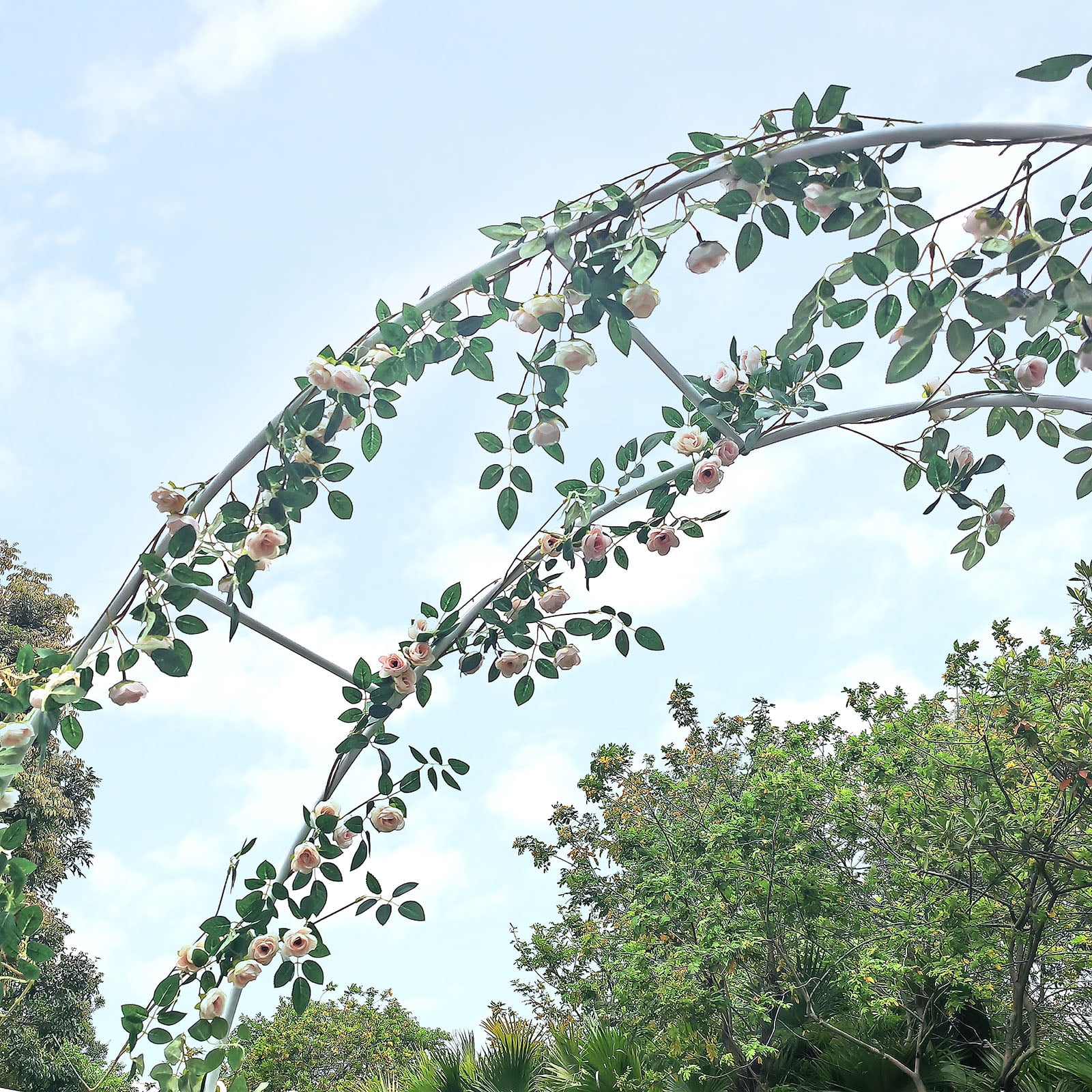 Skypatio 8ft Metal Garden Archway Trellis for Climbing Plants Support or Wedding Decor, White