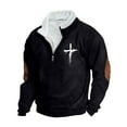 thumbnail image 2 of DDAPJ pyju Men's Quarter Zip Sweatshirt Jesus Cross Graphic Prints Mock Neck Long Sleeve Pullover Sweatshirts Christian Faith Sweatshirt Big and Tall Streetwear Tops Birthday Gifts Black M, 2 of 4