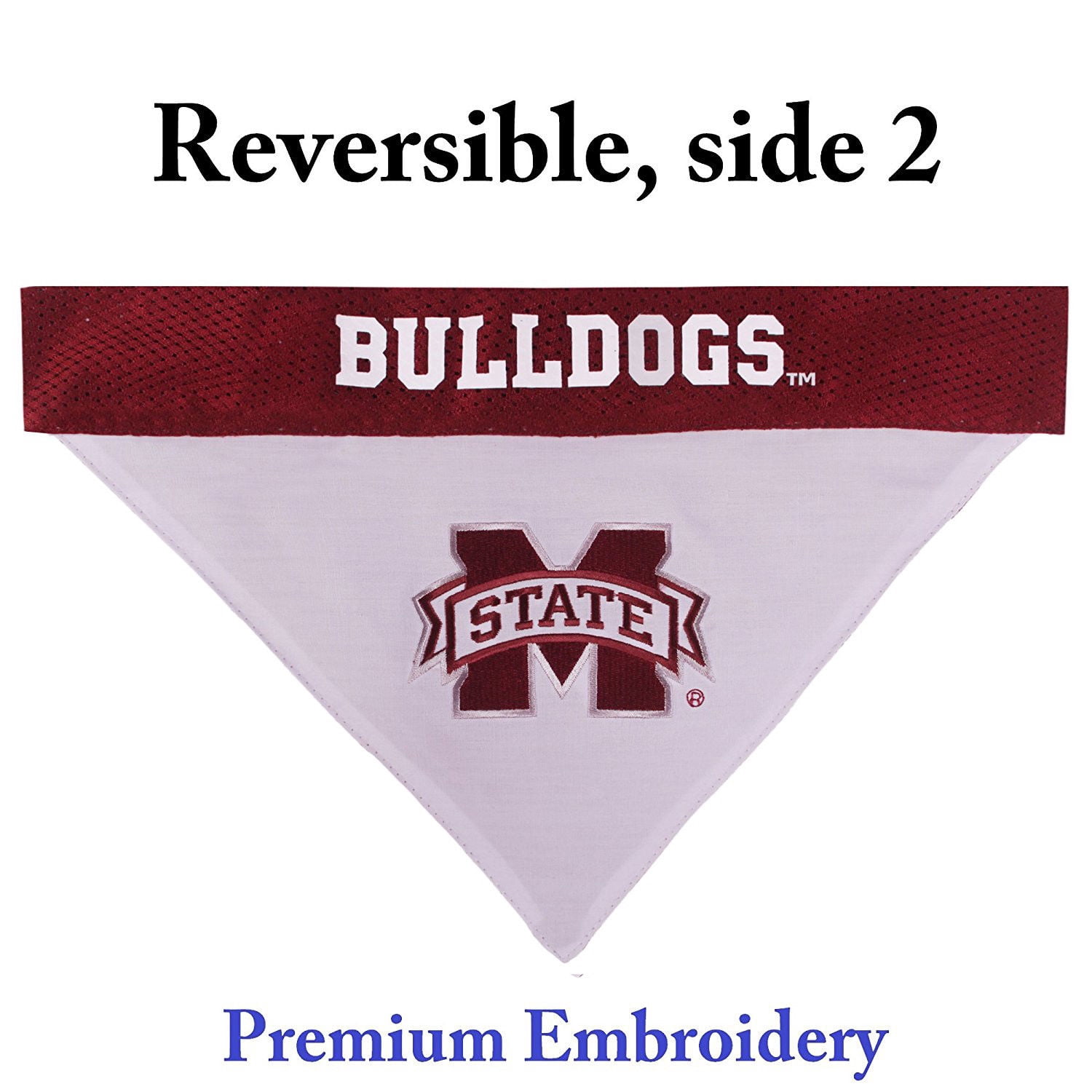 Pets First Collegiate Mississippi State Reversible Bandana -Home & Away Mesh & Premium Embroidery For Dogs & Cats