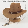 thumbnail image 3 of OOOUM Kids Woven Cowboy Hats Adjustable Chin Strap Outdoor Western Hats Boys Girls Western Straw Cowgirl Hat One Size, 3 of 5