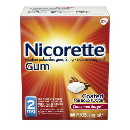 Nicorette Nicotine Gum to Stop Smoking, 2mg, Cinnamon Surge, 160