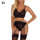 thumbnail image 1 of Conjunto de lencería de encaje sexy para mujer Ropa interior Sujetador Liguero Ropa de dormir, Negro, XL Inevent XX000094-10, 1 of 7