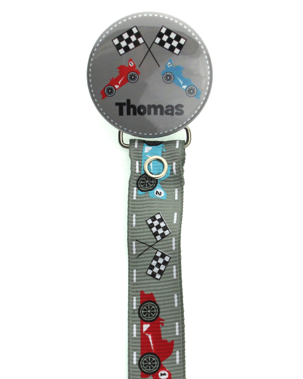 Personalized Name Racing Car Pacifier Clip