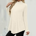 thumbnail image 6 of HongQid Womens Tunic Tops Mock Neck Long Sleeve Shirts Fall Sweaters Side Split High Low Hemline, 6 of 6