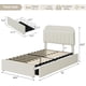thumbnail image 2 of Almacenamiento cabecero faux fur forrado marco de cama con 2 rolling cajones, sturdy de madera slats, no box spring required, 2 of 7