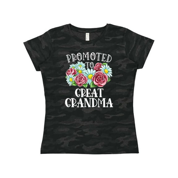 Inktastic Promoted to Great Grandma with Flowers Women's T-Shirt