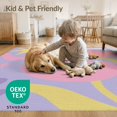 thumbnail image 4 of ODIKA 9'x12' Purple Pink Pastel Floral Harmony Washable Area Rug Abstract Retro Design with Modern Flair Low Pile, Flatwoven, for Great Room, Indoor Concept, Large Living, 4 of 7