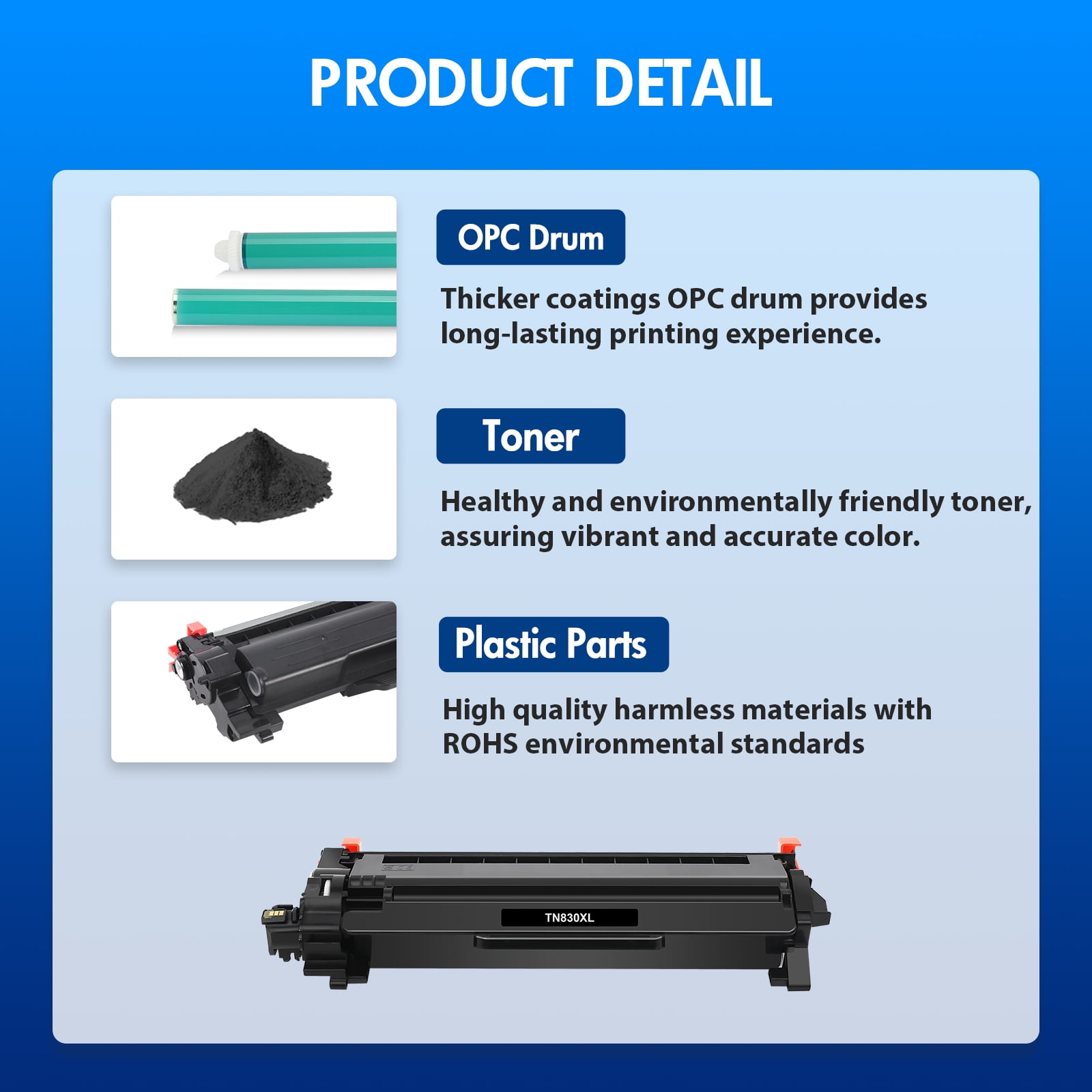 VIPink TN830XL TN830 Black High Yield Toner Cartridge Compatible for Brother TN830XL TN830 TN-830 DCP-L2640DW HL-L2460DW HL-L2405W MFC-L2820DW HL-L2400D L2405W L2480DW MFC-L2820DWXL Printer 2-Pack