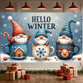 thumbnail image 5 of Gnome Design Hello Winter Banner Christmas Theme Snowflake Illustration for Holiday Decoration Home Decor Winter Party, 5 of 9