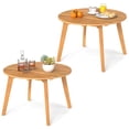 thumbnail image 1 of Gymax 2 Pcs Table d'Appoint d'Extérieur en Bois d'Acacia pour Patio 24,5 Pieds' Table d'Extrémité Ronde avec Plateau à Lattes, 1 of 10