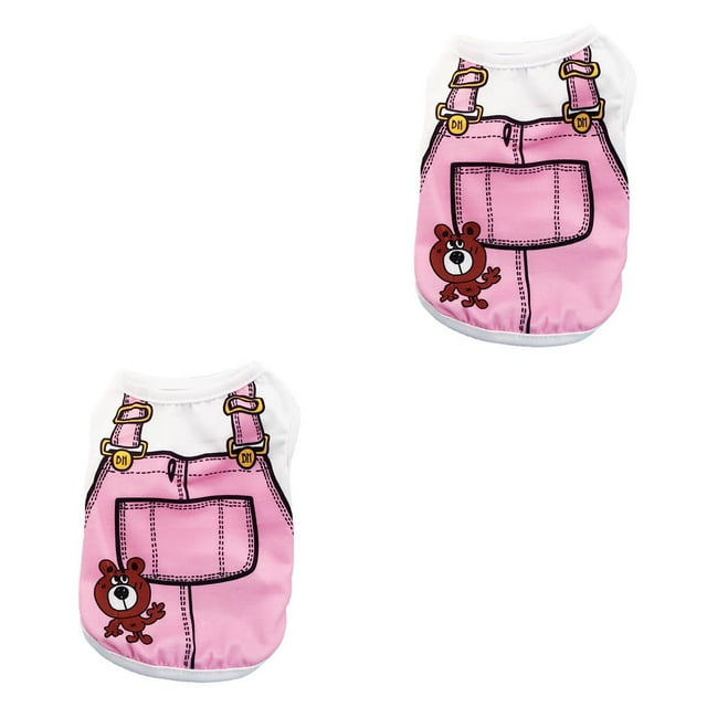 Ropa para cachorros Methold Camisetas de algodón primavera verano Patrón de oso rosa S 2piezas