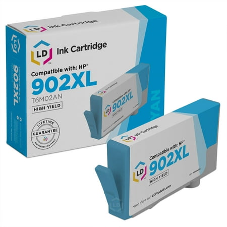 LD Compatible Replacement for HP 902 / 902XL / T6M02AN HY Cyan Ink Cartridge for OfficeJet 6950  6954  6960  6968  6970 HP 902XL T6M14AN High Yield black ink cartridge  Hewlett Packard T6M14AN 902 XL black ink cartridge  T6M02AN cyan T6M06AN magenta T6M10AN yellow ink  Office Jet Pro 6950 6954 6960 6970 6975 6978  HP 902 XL high yield black cyan magenta yellow ink