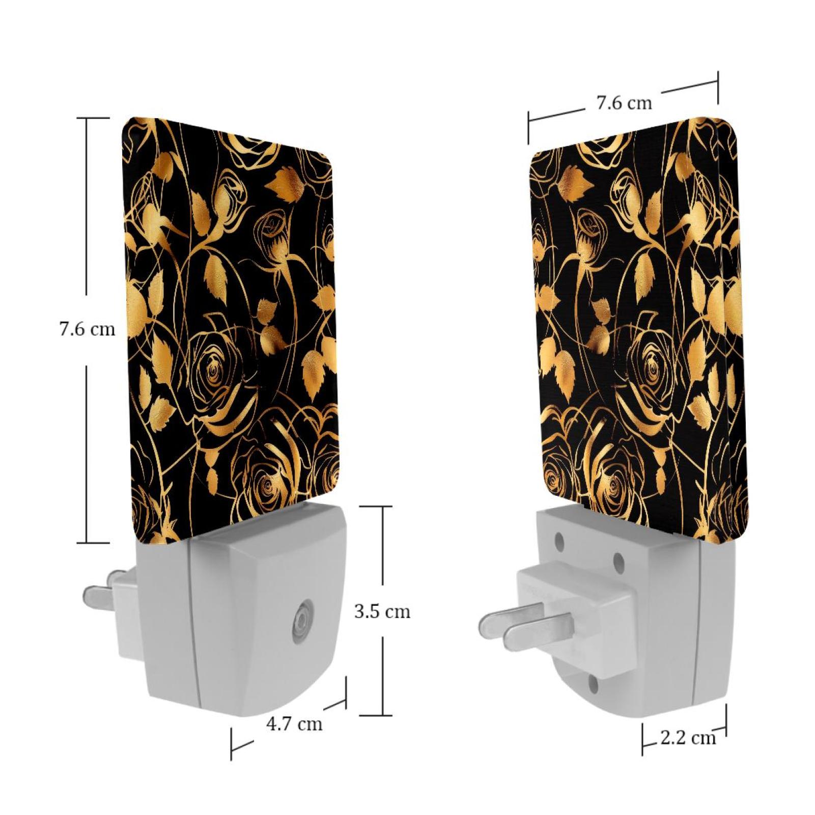 PhooArto Golden Roses Flower Silhouette Plug in LED Night Light Auto Sensor Dusk to Dawn Decorative Night for Bedroom, Bathroom, Kitchen, Hallway, Stairs, Baby's Room, Energy Saving