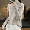thumbnail image 4 of Itsame Knitted Pullover Sweater for Womens High Neck Sweatershirt Long Sleeves Sequin Solid Color Relaxed Sweatshirts Brown Size M, 4 of 4