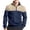 Navy, variant on Men's Color Block Half Zip Pullover Sweatshirt Quilted Stand Collar Outdoor Casual Top with Pocket for Fall Winter Fashion Wear