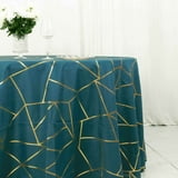 Efavormart 120" Peacock Teal Round Polyester Tablecloth With Gold Foil ...