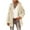 Beige, variant on Karight Long Fleece Jacket Women Hooded - Sherpa Lined Trench Coat with Hood Long Sleeve Button Down Sherpa Cardigan