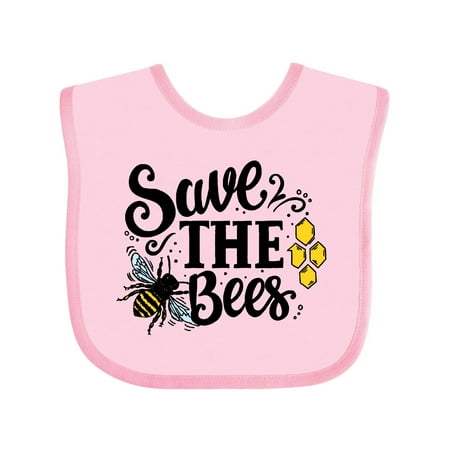 

Inktastic Save The Bees with Bee Illustration with Color Gift Baby Boy or Baby Girl Bib