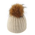 thumbnail image 2 of Dyfzdhu Children Hat Solid Plush Ball Twist Knitted Beige, 2 of 5