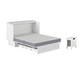 thumbnail image 1 of Home Square Ensemble de 2 Lits Escamotables Grand avec Matelas et Table d'Appoint, Blanc, 1 of 21