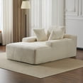 thumbnail image 5 of Oversized Chaise Lounge Chair Cozy Cloud Couch, Modern Plush Corduroy Upholstered Sleeper Sofa Daybed with 3 Throw Pillows and Wide Armrest for Living Room, No Assembly Required,White, 5 of 9