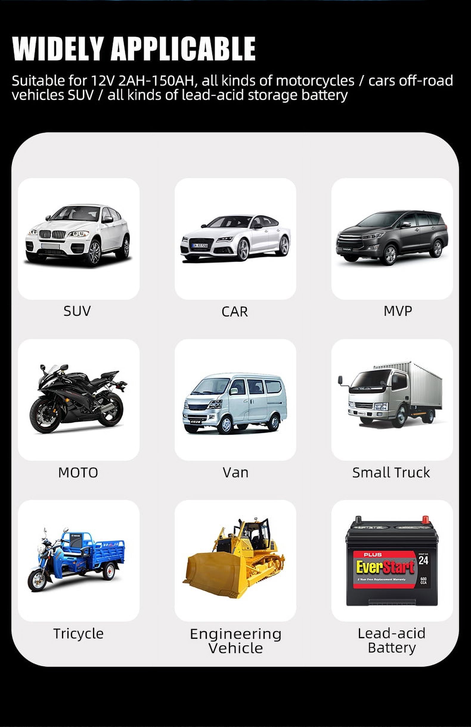 12V Car Battery Charger Automatic Lifepo4 Battery Tender AGM Repair Battery Maintainer 12 Volt Trickle Charger for Motorcycle