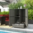 thumbnail image 2 of Outsunny Armoire de Rangement Extérieure en Osier, Armoire de Rangement pour Serviettes de Piscine, Gris, 2 of 10