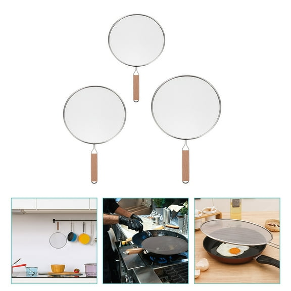 Sparsain Pack Stainless Steel Splatter Screens for Kitchen, Anti-Splash Guard, Fine Mesh Splatter Screen