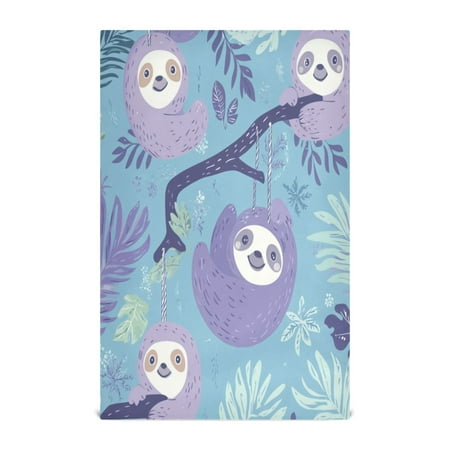 

WOBOGO Pattern with Sloth Hanging on Tree Branches Kitchen Towel 1 Piece Large Cotton Dishcloth Premium Absorbency Set with Hanging Loop