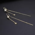 thumbnail image 4 of Sterling Silver CZ Star Dangle Earrings for Women Teens Long Dangle Earrings Threader Tassel, 4 of 5