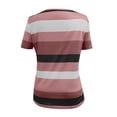 thumbnail image 7 of Summer Tees for Women Striped Short Sleeve Crewneck Pullover Tops Breathable Casual Outfits Pink M, 7 of 7