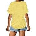 thumbnail image 4 of KBZDBZC Womens T Shirts Short Sleeves V Neck Plain Color Soft Loose Fitting Summer T Shirts Women Womens Blouses Women's T-Shirts (Yellow,L), 4 of 6