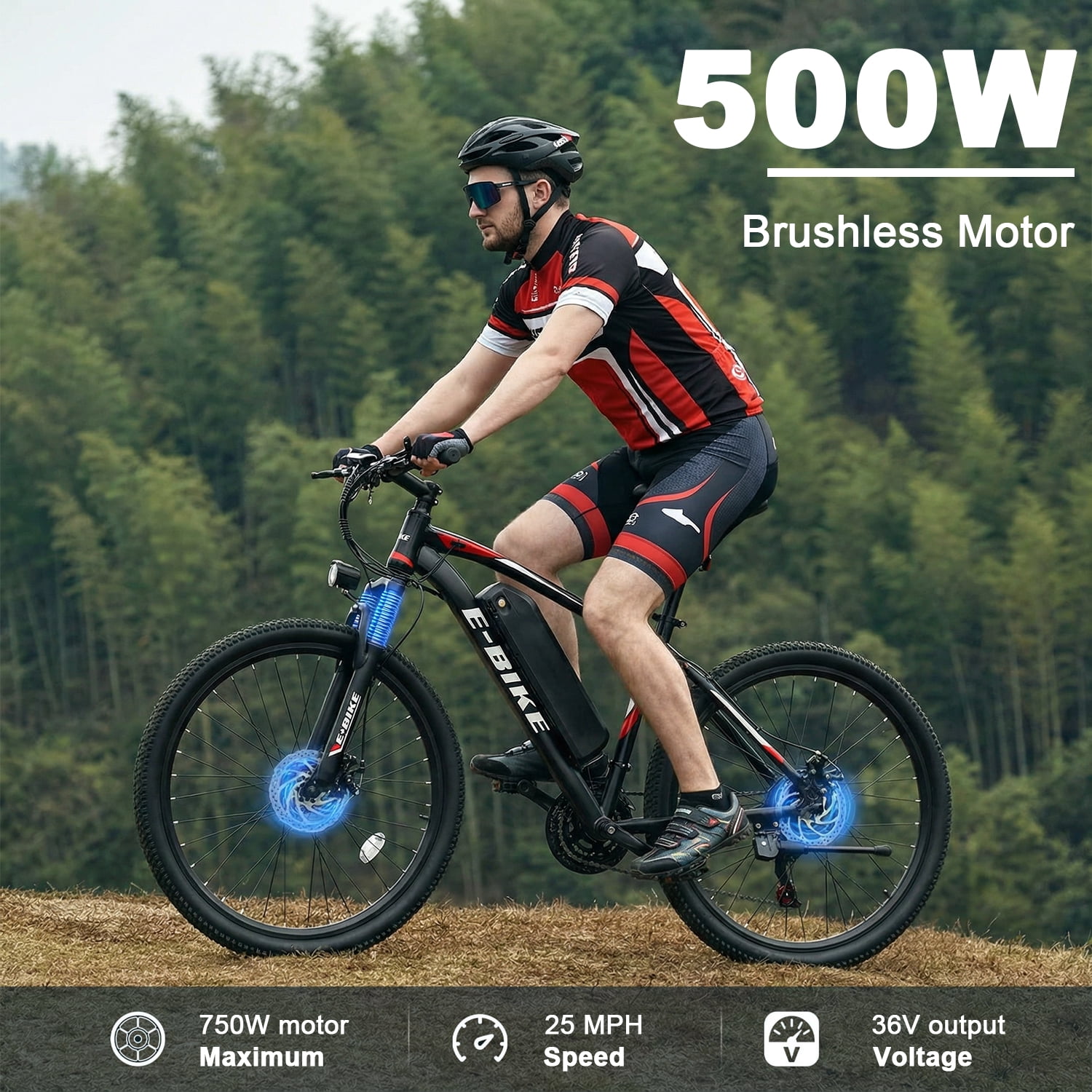 26" Electric Bike for Adults 750W Peak Motor, 25 mph Ebike, Electric Bicycles with 15° Uphill, Mountain Bike, 36V Battery, 45 Miles PAS Range, UL 2849