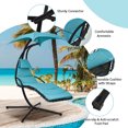 thumbnail image 4 of Gymax Chaise Longue Suspendue en Acier Courbé pour Patio avec Oreiller Intégré Turquoise, 4 of 5