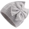 thumbnail image 2 of Gorro de invierno con lazo para bebé, gorro infantil gris para niña, gorros de punto con orejeras de 0 a 6 años, 2 of 5