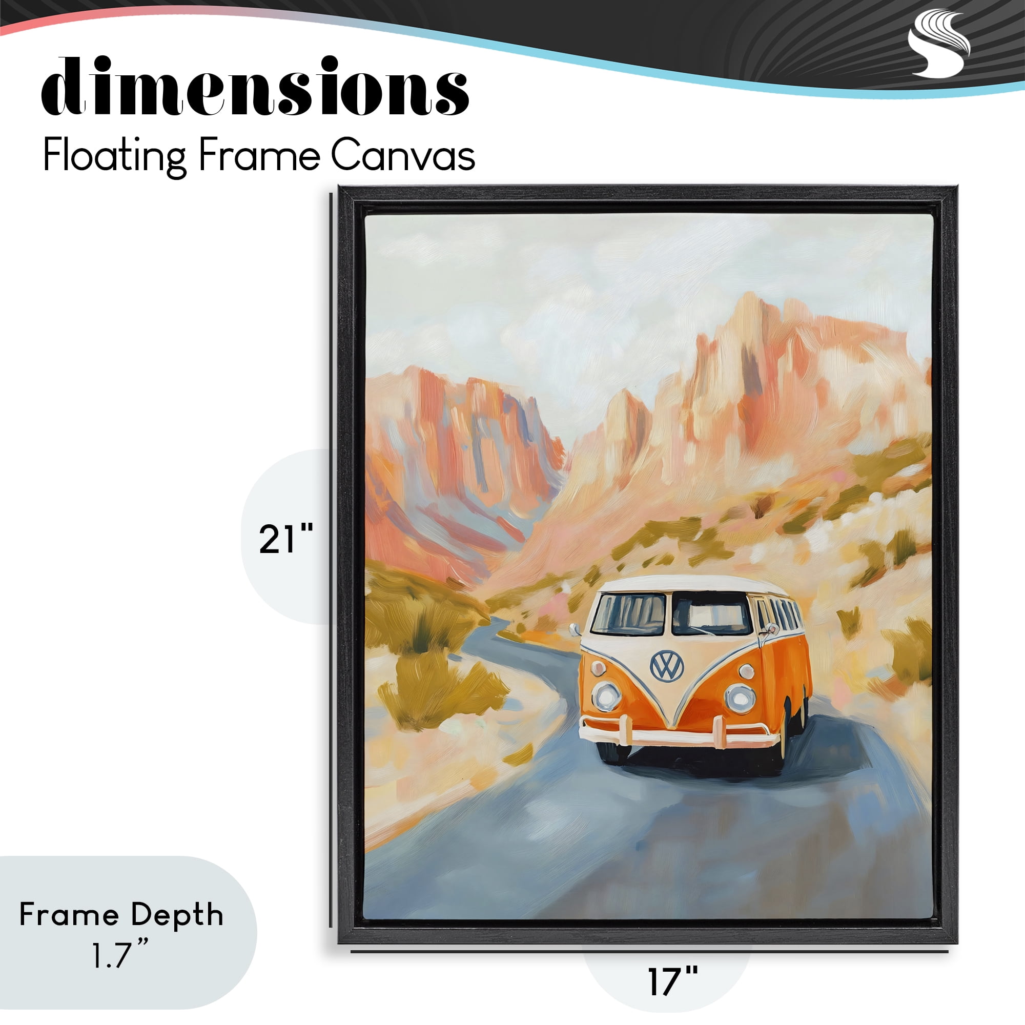 Stupell Industries Van Life Desert Canyon Black Framed Floater Canvas Wall Art, design by The Prints Vibe